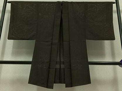 平和屋着物▽男性 長羽織 スリーシーズン 春夏秋 塵除け 憲法黒茶色 正絹 逸品 AABB8004jh