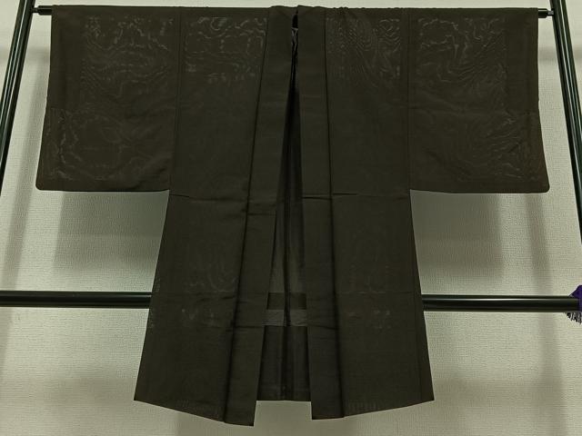 平和屋着物▽男性 長羽織 スリーシーズン 春夏秋 塵除け 憲法黒茶色 正絹 逸品 AABB8004jh
