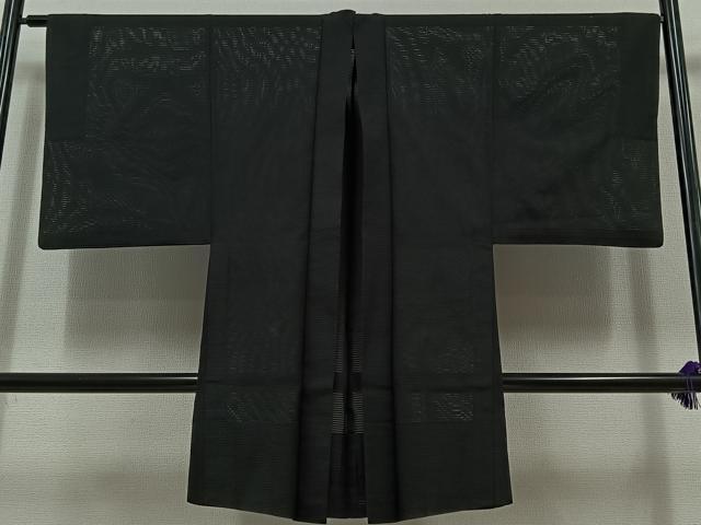 平和屋着物▽男性 長羽織 スリーシーズン 春夏秋 塵除け 暗黒色 正絹 逸品 AABB8005jh