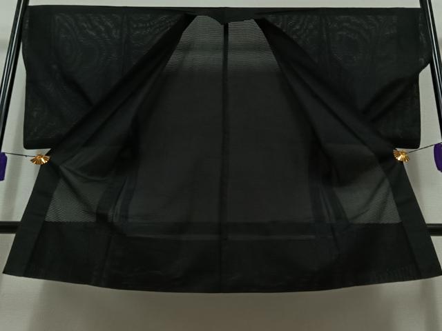 平和屋着物▽男性 長羽織 スリーシーズン 春夏秋 塵除け 暗黒色 正絹 逸品 AABB8005jh