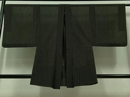 平和屋着物▽男性 羽織 紬地 スリーシーズン 春夏秋 塵除け 縞 正絹 逸品 AABB8006jh