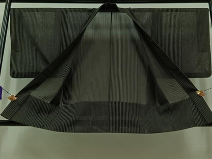 平和屋着物▽男性 羽織 紬地 スリーシーズン 春夏秋 塵除け 縞 正絹 逸品 AABB8006jh