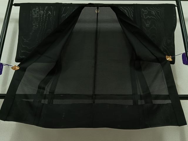 平和屋着物▽男性　黒紋付　長羽織　スリーシーズン　春夏秋　塵除け　暗黒色　正絹　逸品　AABB8007jh