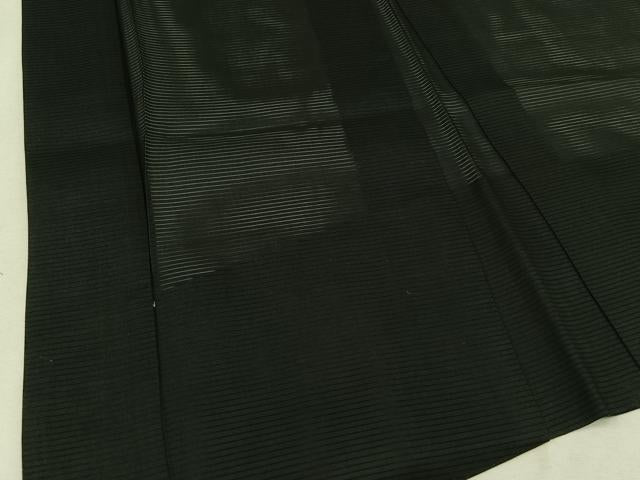 平和屋着物▽男性　黒紋付　長羽織　スリーシーズン　春夏秋　塵除け　暗黒色　正絹　逸品　AABB8007jh