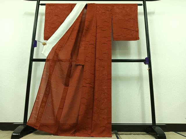 平和屋着物＊夏物 色無地 縦絽 雪芝紋紗 雀茶色 正絹 逸品 AABB8009jh