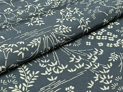 平和屋着物▽上質な小紋 単衣 草花文 正絹 逸品 AABB8011jh