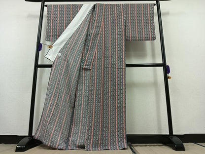 平和屋着物▽小紋 単衣 花間道 洗える着物 AABB8012jh