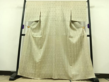 平和屋着物▽名門 藤娘きぬたや・総絞り 杢目絞り 小紋 単衣 草花文 正絹 逸品 AABB8013jh