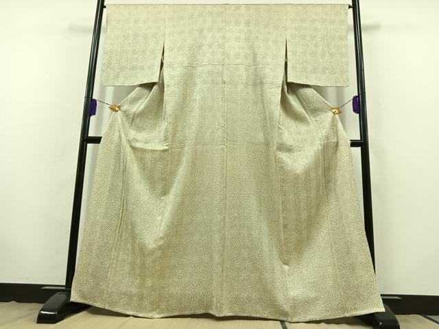 平和屋着物▽名門 藤娘きぬたや・総絞り 杢目絞り 小紋 単衣 草花文 正絹 逸品 AABB8013jh