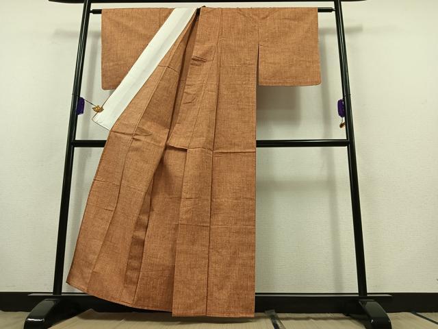 平和屋着物▽上質な紬 単衣 霞文 正絹 逸品 AABB8015jh