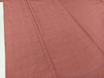 平和屋着物▽上質な紬 単衣 長春色 正絹 逸品 AABB8017jh