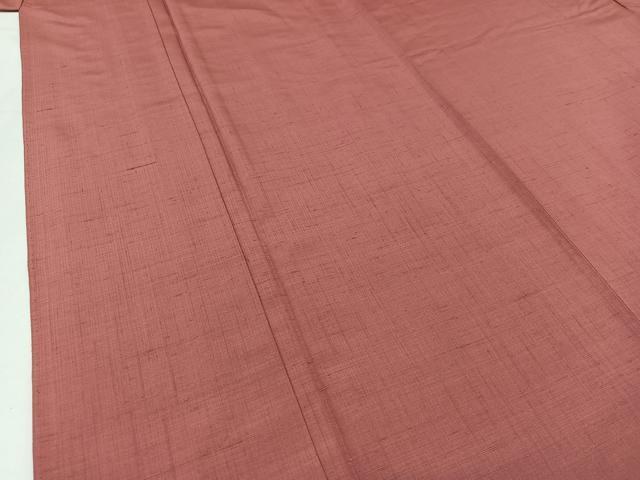 平和屋着物▽上質な紬 単衣 長春色 正絹 逸品 AABB8017jh