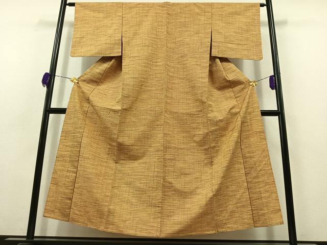 平和屋着物▽上質な紬　単衣　横段文　正絹　逸品　AABB8018jh