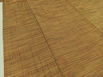 平和屋着物▽上質な紬　単衣　横段文　正絹　逸品　AABB8018jh
