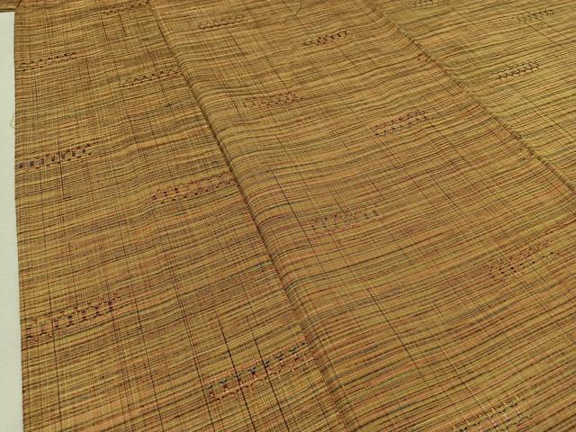 平和屋着物▽上質な紬　単衣　横段文　正絹　逸品　AABB8018jh