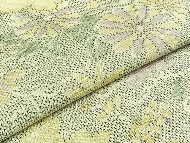 平和屋着物▽上質な紬 単衣 草花文 正絹 逸品 AABB8021jh