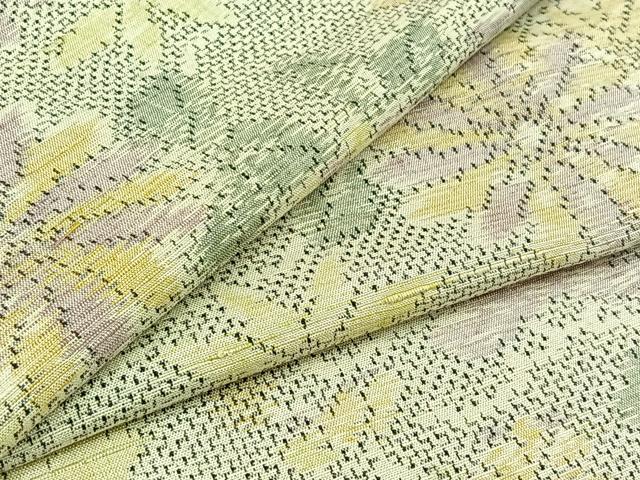 平和屋着物▽上質な紬 単衣 草花文 正絹 逸品 AABB8021jh