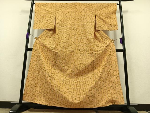 平和屋着物▽上質な紬 単衣 琉球絣 正絹 逸品 AABB8022jh