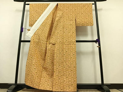 平和屋着物▽上質な紬 単衣 琉球絣 正絹 逸品 AABB8022jh