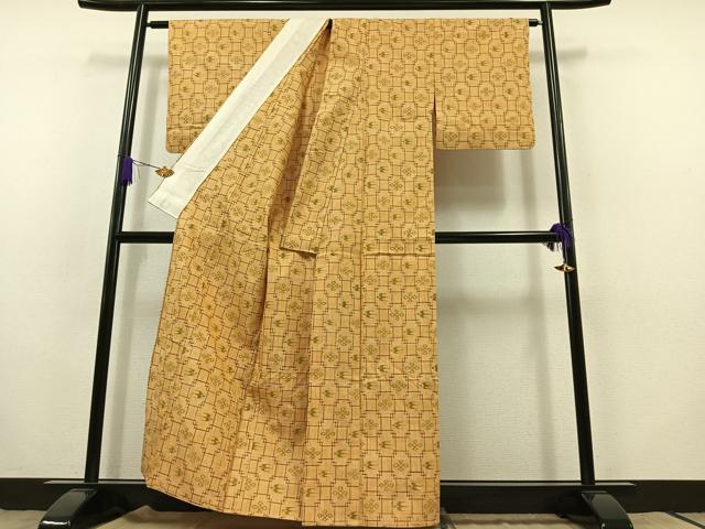 平和屋着物▽上質な紬 単衣 琉球絣 正絹 逸品 AABB8022jh