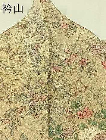 平和屋着物▽上質な小紋　単衣　草花文　鬼しぼ縮緬　正絹　逸品　AABB8023jh