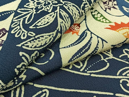 平和屋着物▽上質な小紋 単衣 型染め 草花文 正絹 逸品 AABB8024jh