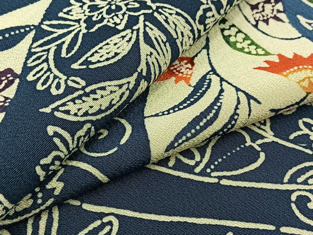 平和屋着物▽上質な小紋 単衣 型染め 草花文 正絹 逸品 AABB8024jh