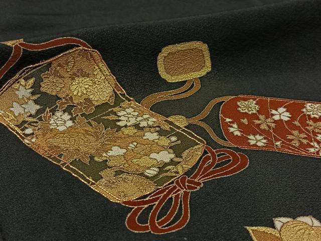 平和屋着物▽豪華黒留袖 単衣 駒刺繍 寿字文 金糸 金彩 正絹 逸品 AABB8026jh
