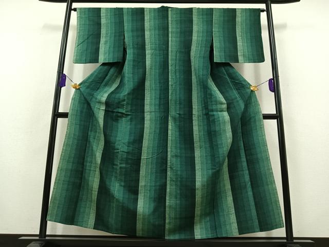 平和屋着物▽上質な紬 単衣 縞 正絹 逸品 AABB8030jh