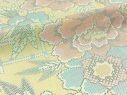 平和屋着物▽本場大島紬 単衣 7マルキ 草花文 正絹 逸品 AABB8031jh