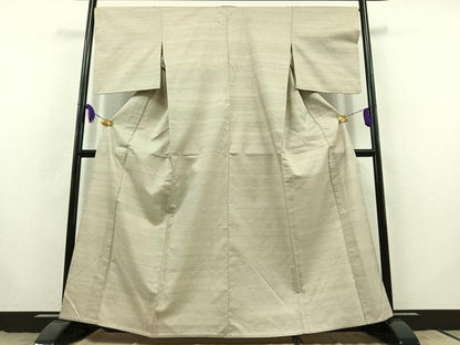 平和屋着物▽紅花紬　米沢　単衣　横段文　正絹　逸品　AABB8032jh