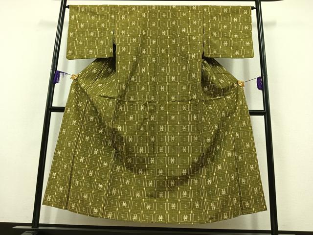 平和屋着物▽上質な紬 単衣 琉球絣 正絹 逸品 AABB8033jh