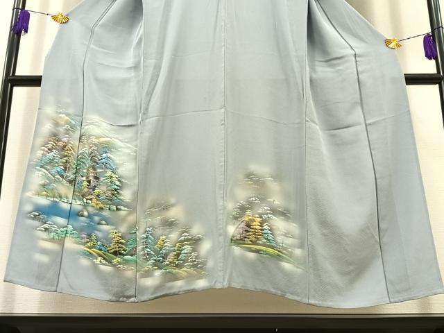 平和屋着物▽訪問着 単衣 手描き 風景文 暈し染め 金彩 正絹 逸品 AABB8034jh