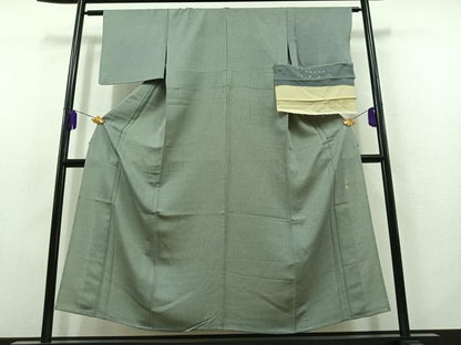 平和屋着物▽江戸小紋　単衣　作家物　鮫小紋柄　三越扱い　反端付き　正絹　逸品　AABB8036jh