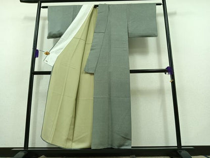 平和屋着物▽江戸小紋　単衣　作家物　鮫小紋柄　三越扱い　反端付き　正絹　逸品　AABB8036jh