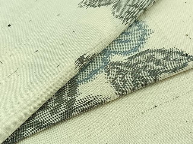 平和屋着物▽上質な紬 単衣 草花文 正絹 逸品 AABB8039jh