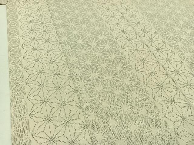 平和屋着物▽奥越後紬 単衣 麻の葉文様 正絹 逸品 AABB8040jh