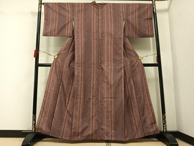 平和屋着物●本場染大島紬 間道 正絹 逸品 AABB8171ph