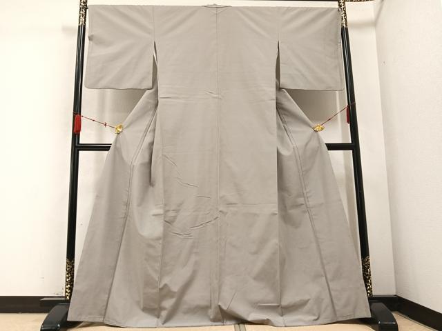 平和屋着物●上質な紬 色無地 利休白茶色 正絹 逸品 AABB8172ph