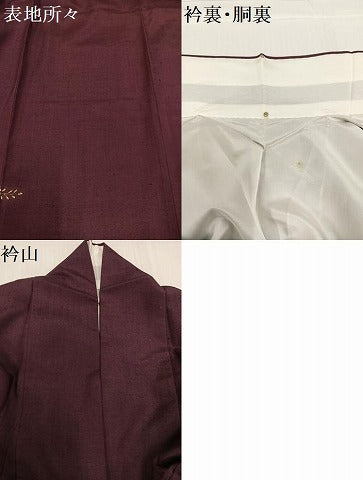 平和屋着物●訪問着　紬地　手描き　枝花文　正絹　逸品　AABB8176ph