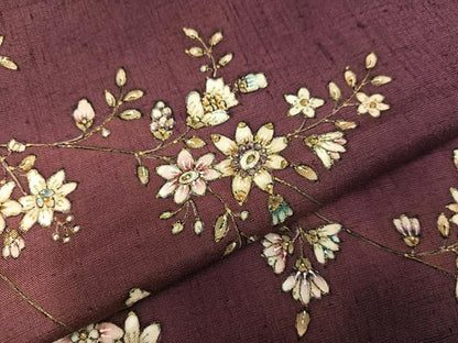 平和屋着物●訪問着　紬地　手描き　枝花文　正絹　逸品　AABB8176ph