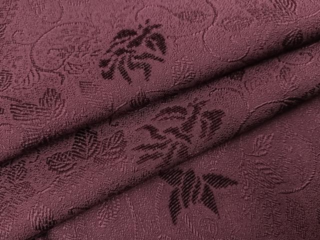 平和屋着物●上質な色無地 花鳥唐草地紋 滅紫色 輪奈ビロード 正絹 逸品 AABB8178ph