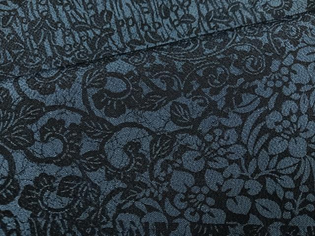 平和屋着物●本藍　型絵染　小紋　草花文　正絹　逸品　未使用　AABB8181ph
