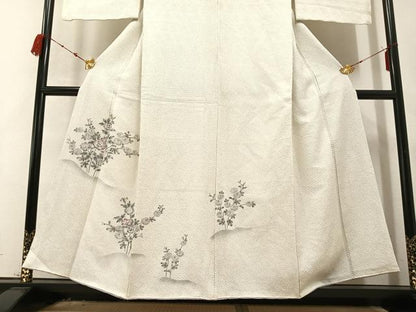 平和屋着物●訪問着　絞り　枝花文　正絹　逸品　AABB8190ph