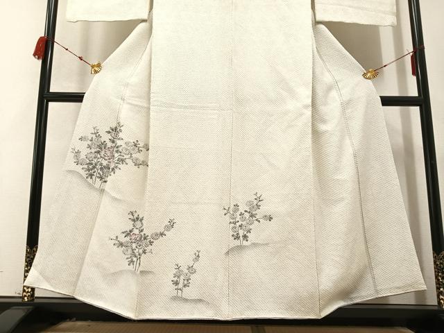 平和屋着物●訪問着　絞り　枝花文　正絹　逸品　AABB8190ph