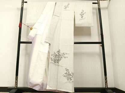 平和屋着物●訪問着　絞り　枝花文　正絹　逸品　AABB8190ph
