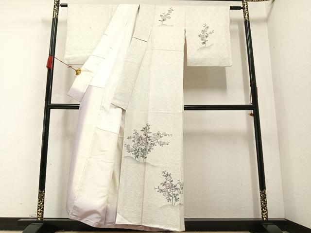 平和屋着物●訪問着　絞り　枝花文　正絹　逸品　AABB8190ph