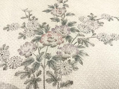 平和屋着物●訪問着　絞り　枝花文　正絹　逸品　AABB8190ph