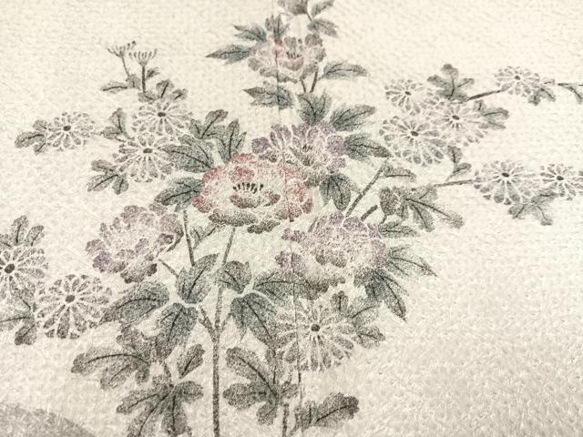 平和屋着物●訪問着　絞り　枝花文　正絹　逸品　AABB8190ph