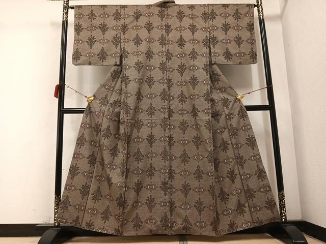 平和屋着物●本場大島紬　一元絣　草木文　正絹　逸品　AABB8194ph
